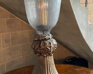 Britt Carter Renaissance Style Table Fluted Table Lamp with Gilt Metal Trim. Measures 33" W x 14" D. Photo 1 of 2.