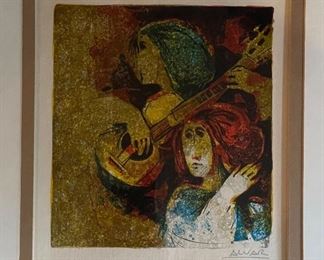 Alvar, "The Singer" #5. Signed & Numbered Lithograph. Circa 1968. Photo 2 of 2.