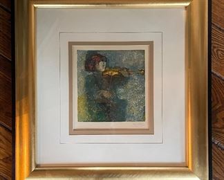 Alvar, "The Violinist" #2. Signed & Numbered Lithograph. Circa 1968. Photo 1 of 2.