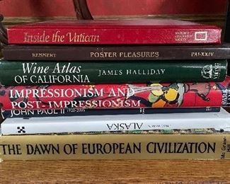 Sample of Table Books: The Dawn of European Civilization, Alaska, Wine Atlas, Impressionism and Post-Impressionism, etc.