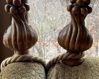 Century Daybed with Carved Oak Frame and Finials. Measures 90" W x 42" D. Photo 5 of 7.