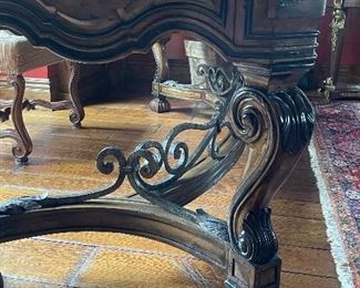 Marge Carson Embossed Leather-Topped Writing Desk. Measures 75" W x 32" D x 31" H. Photo 4 of 7.