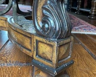 Marge Carson Embossed Leather-Topped Writing Desk. Measures 75" W x 32" D x 31" H. Photo 5 of 7.