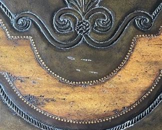 Marge Carson Embossed Leather-Topped Writing Desk. Measures 75" W x 32" D x 31" H. Photo 7 of 7.