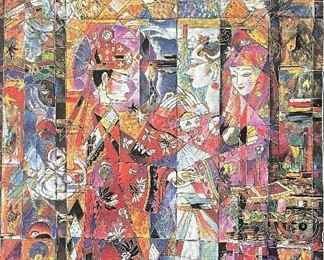 Ji Cheng, "The Wedding" NO: 81/100. Signed & Numbered Lithograph. Measures 46" x 34." Photo 2 of 3.