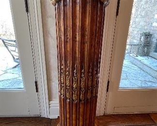 Fluted Gilt-Wood Pedestal. Measures 60" H x 9.5" D. Photo 1 of 2.