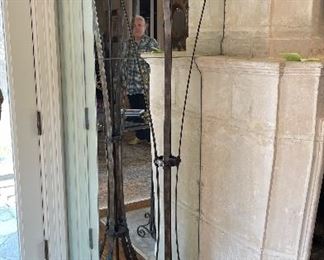 Pair of Wrought Iron Torchiere Floor Lamps. Photo 1 of 2.