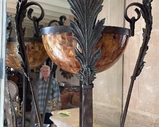 Pair of Wrought Iron Torchiere Floor Lamps. Photo 2 of 2.