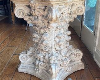 Cast Stone Pedestal Base. Measures 32" D x 30". Will Support Glass Top To Seat Up To 8 People. Photo 1 of 2.