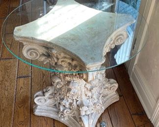 Cast Stone Pedestal Base. Measures 32" D x 30". Will Support Glass Top To Seat Up To 8 People. Photo 2 of 2.