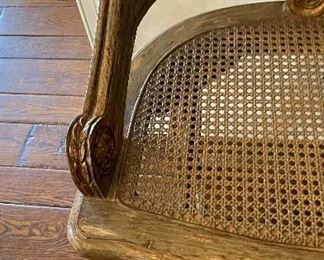 Pair of Century Cane Back & Seat Counter Stools with Down-Filled Tiger Print Seat Cushions. Without Cushions, Each Stool Measures 21" W with Seat Height 26.5" H. Photo 2 of 5.