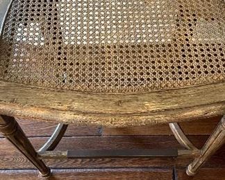 Pair of Century Cane Back & Seat Counter Stools with Down-Filled Tiger Print Seat Cushions. Without Cushions, Each Stool Measures 21" W with Seat Height 26.5" H. Photo 4 of 5.