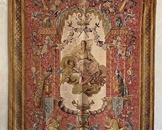 Vintage French Tapestry. Junon's Portico. Measures 6' x7' 9." Photo 1 of 5.