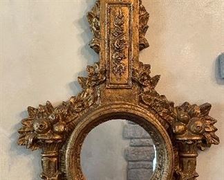 Antique Gilt-Wood Mirror. Measures 27.5" x 24."