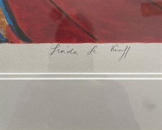 Linda Le Kinff. Signed & Numbered Lithograph. Measures 15" x 12" Unframed. NO: 73/350. Photo 2 of 3.