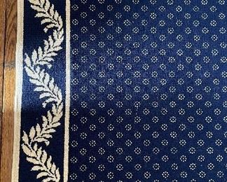 Stark Blue & White Area Rug with Navy & White Leaf Motif Banding. Measures 13' 8" x 11' 7.” Photo 2 of 2.