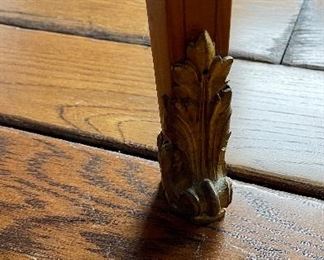 Antique Maple Writing Desk with Brass Pulls. Measures 60" W x 27" D x 30" H. Photo 4 of 4.