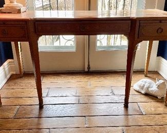 Antique Maple Writing Desk with Brass Pulls. Measures 60" W x 27" D x 30" H. Photo 1 of 4.