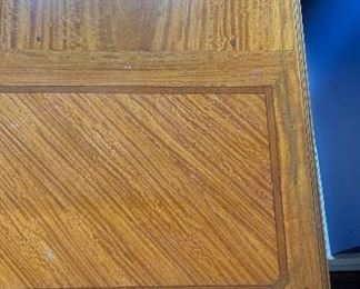 Antique Maple Writing Desk with Brass Pulls. Measures 60" W x 27" D x 30" H. Photo 3 of 4.