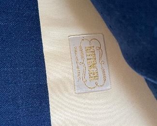 Kittinger Upholstered Sofa with Contrast Piping, Bullion Fringe and Goose Down Pillows. Measures 88" W x 40" D. Photo 3 of 3.