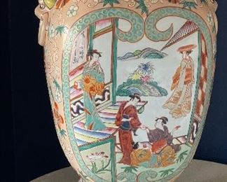 Pair of Orange Famille Rose Vases Turned into Table Lamps. Photo 2 of 4.