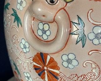 Pair of Orange Famille Rose Vases Turned into Table Lamps. Photo 3 of 4.