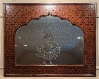 Moroccan-Style Carved Wood Mirror. Measures 54" x 42." Photo 1 of 2.