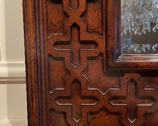 Moroccan-Style Carved Wood Mirror. Measures 54" x 42." Photo 2 of 2.