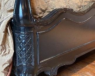 Ebonzied Wood Upholstered King Size Bed Frame in the Style of Michael Taylor. Photo 5 of 6.