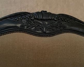 Ebonzied Wood Upholstered King Size Bed Frame in the Style of Michael Taylor. Photo 4 of 6.