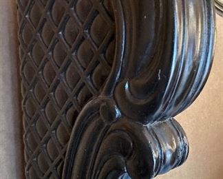 Ebonzied Wood Upholstered King Size Bed Frame in the Style of Michael Taylor. Photo 3 of 6.