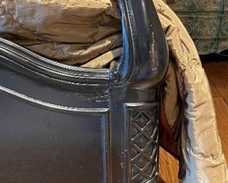 Ebonzied Wood Upholstered King Size Bed Frame in the Style of Michael Taylor. Photo 6 of 6.