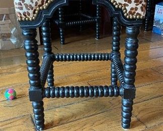 Set of 4 Leopard Print Hair-On-Hide Counter Stools. Each Measures 17" x 17" with 25" Seat Height. Photo 1 of 2.