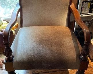 Hair-On-Hide Upholstered Arm Chair. Measures 27" W x 38" D. Photo 1 of 4.