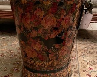 Antique English Decoupage Bucket. Circa 1885. Photo 1 of 2.