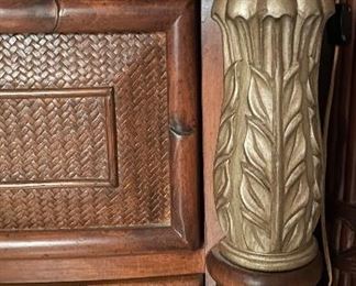 Pair of Tommy Bahama Florida Regency Style Woven Rattan Bedside Tables. Each Measures 32" W x 18" D x 32" H. Photo 3 of 3.