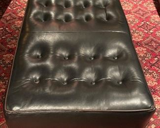 Black Tufted Leather Upholstered Bench. Measures 60" x 24" x 18" H.