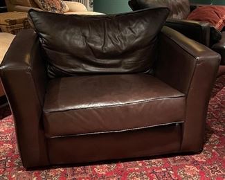 Leather Oversize Swivel Chairs / Home Theatre Chairs -2 Available. Each Measures 48" W x 37" D. Photo 1 of 3.
