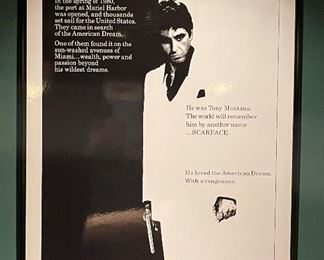 Framed Original Scarface Movie Poster.