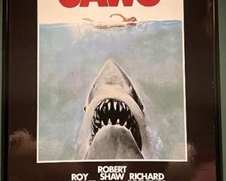 Framed Original Jaws Movie Poster.