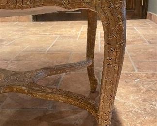 Pair of Upholstered Crackle Finish Arm Chairs. Photo 3 of 4.