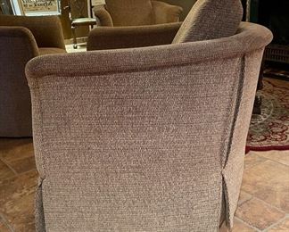 Marge Carson Upholstered Swivel Chairs - 4 Available. Each Measures 38" W x 44" D. Photo 2 of 3.