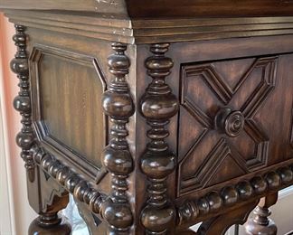 Maitland-Smith Reproduction Jacobean-Style Carved Walnut Console. Photo 2 of 3.