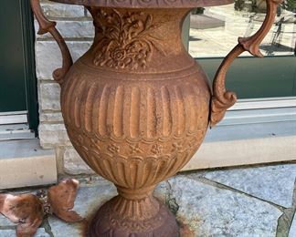 Cast Concrete Urn - 2 Available. Measures 28" H with 16" D Opening.