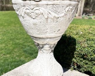 Cast Concrete Planter - 4 Available. Measures 26" H with 12" D opening.