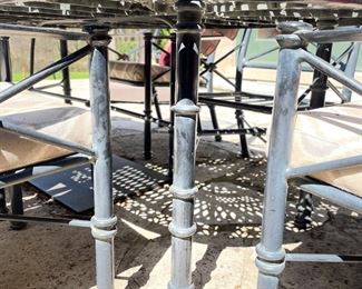 Williams Patio Outdoor Dining Set. Measures 84" L. And Sample of Outdoor Umbrellas. Photo 3 of 5.