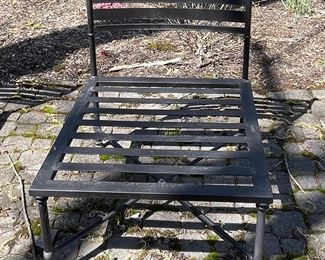 Sections of a 4-Piece Metal Outdoor Sectional Sofa. Measures 64" - 122" W x 35" D. Photo 2 of 2.