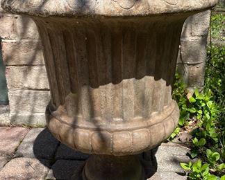 Cast Concrete Planter - 2 Available. Each Measures 22" H with 14" Opening.