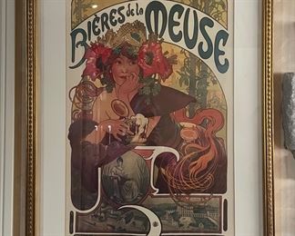 Alphonse Mucha, "Bieres de la Meuse" Framed Print.
