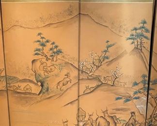 Four-Panel Asian-Screen Commissioned By Client. Photo 1 of 2.
